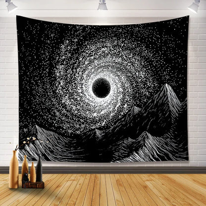 Sun Moon Mandala Fabric Poster Tapestry - Home Wall Hanging, Room Decor & Psychedelic Art