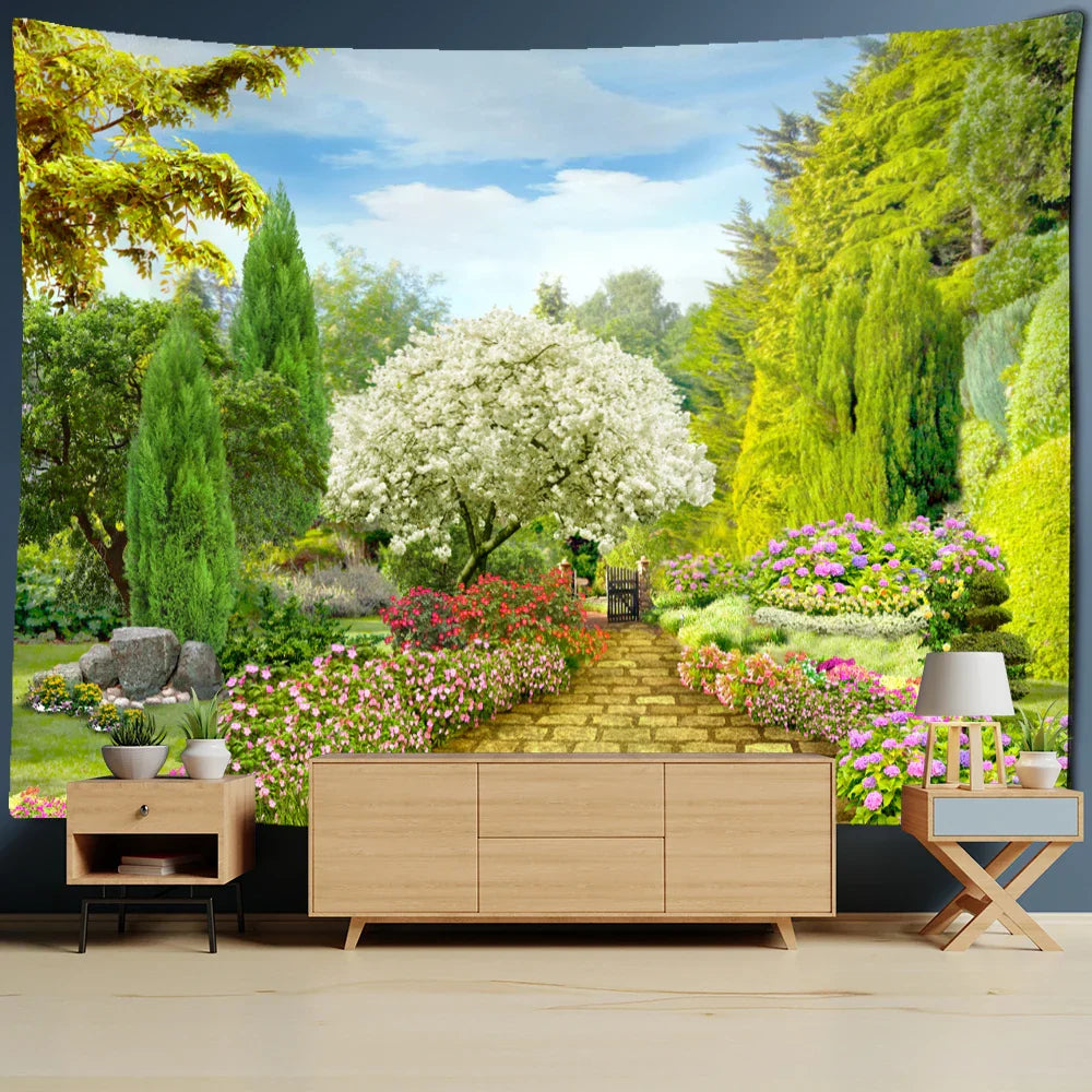 Natural Bohemian Garden Tapestry Home Decor