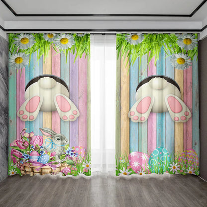 Easter Curtains with Pole Pocket, Ideal for Kitchens, Living Rooms, Balconies, Gardens
