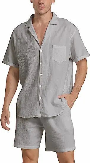 Zakenda | Ensemble chemise et short noir à manches courtes pour homme - Élégant et polyvalent