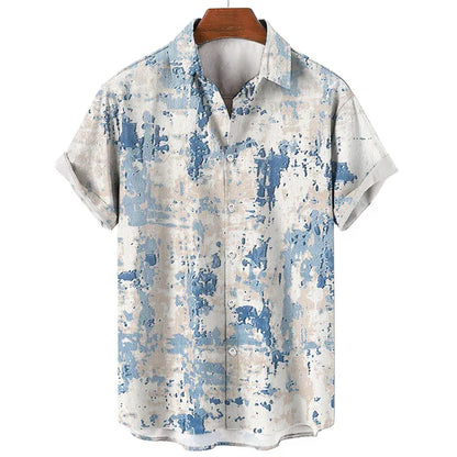 Zakenda | Chemise artistique en patchwork bleu