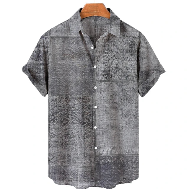 Zakenda | Chemise artistique en patchwork bleu