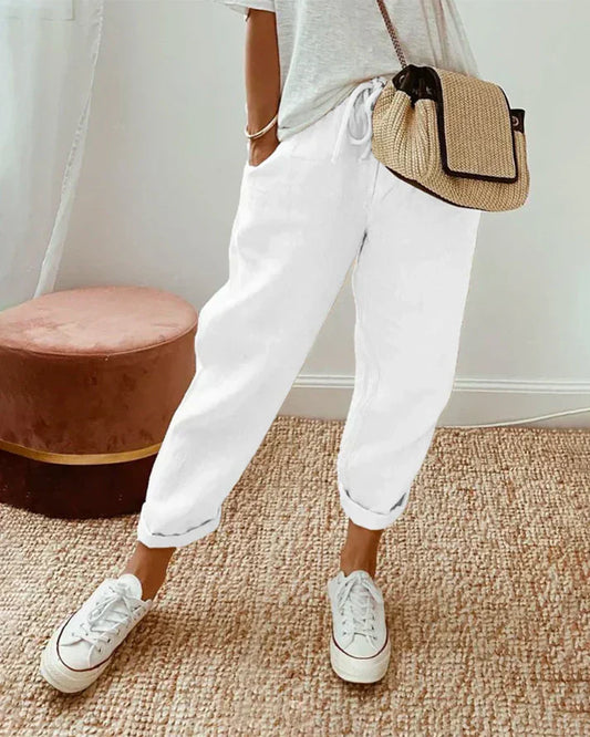 Zakenda | Anna - pantalon simple en lin de coton