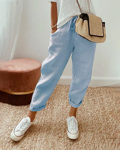 Zakenda | Anna - pantalon simple en lin de coton