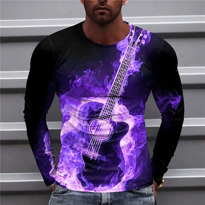 Zakenda | Chay - sweat-shirt bleu guitare pour homme