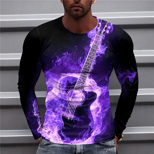Zakenda | Chay - sweat-shirt bleu guitare pour homme