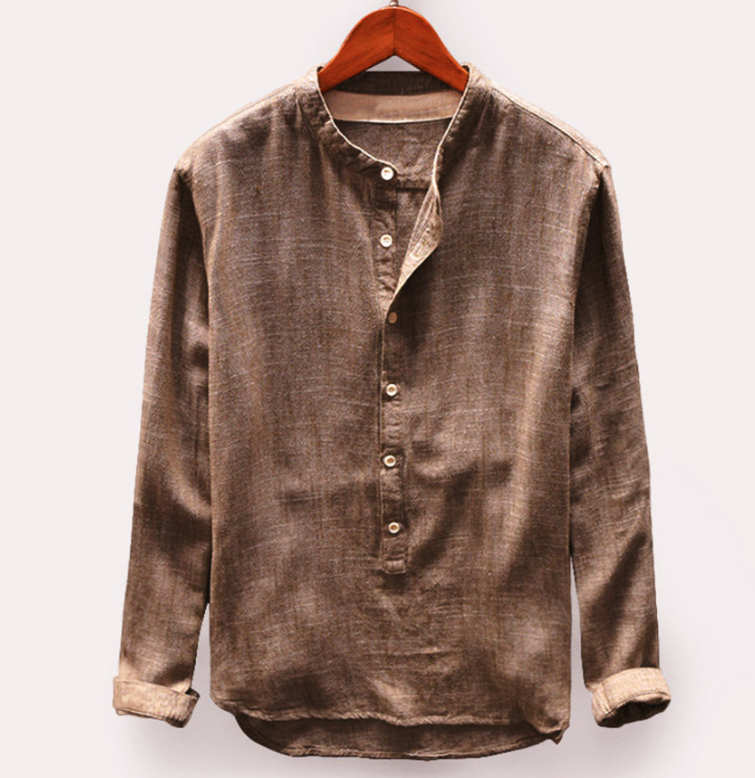 Zakenda | Chemise en denim pour homme à texture douce et col rond