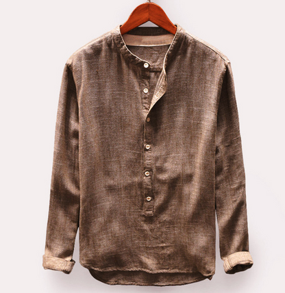 Zakenda | Chemise en denim pour homme à texture douce et col rond