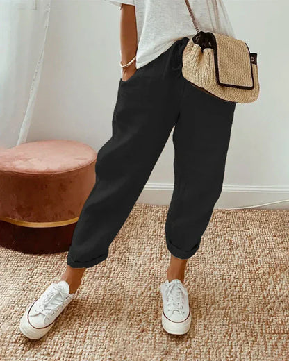 Zakenda | Anna - pantalon simple en lin de coton